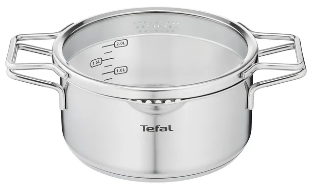 tefal-nordica-kochtopf-20-cm-mit-glasdeckel-edelstahltopf-mit-doppelgriffen-und- image 1