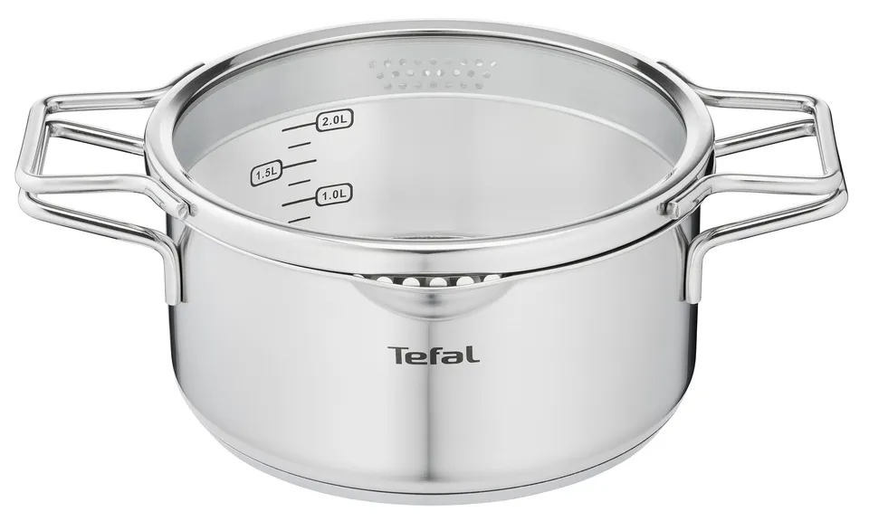 tefal-nordica-kochtopf-20-cm-mit-glasdeckel-edelstahltopf-mit-doppelgriffen-und- image 1