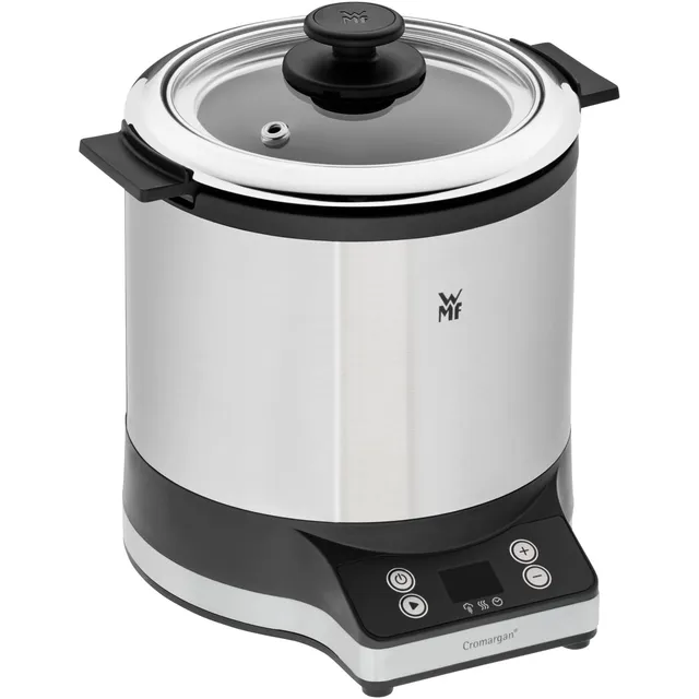 WMF Küchenminis Reiskocher 220 W mit Dampfgaraufsatz, Innentopf aus Cromargan 1 l mit To-Go-Deckel, Timer & Warmhaltefunktion, cromargan matt, platzsparend