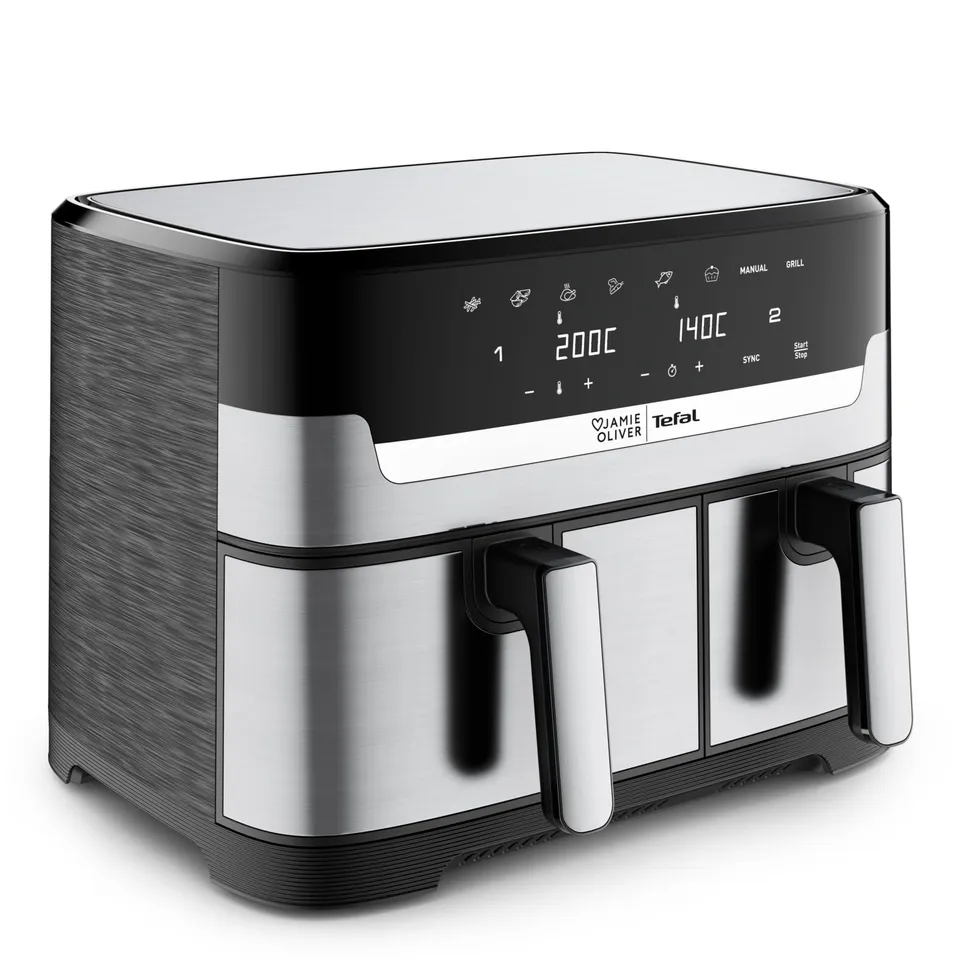 tefal-jamie-oliver-by-tefal-dual-drawer-hei-luftfritteuse-8-3-l-ey90jde1-airfrye image 1