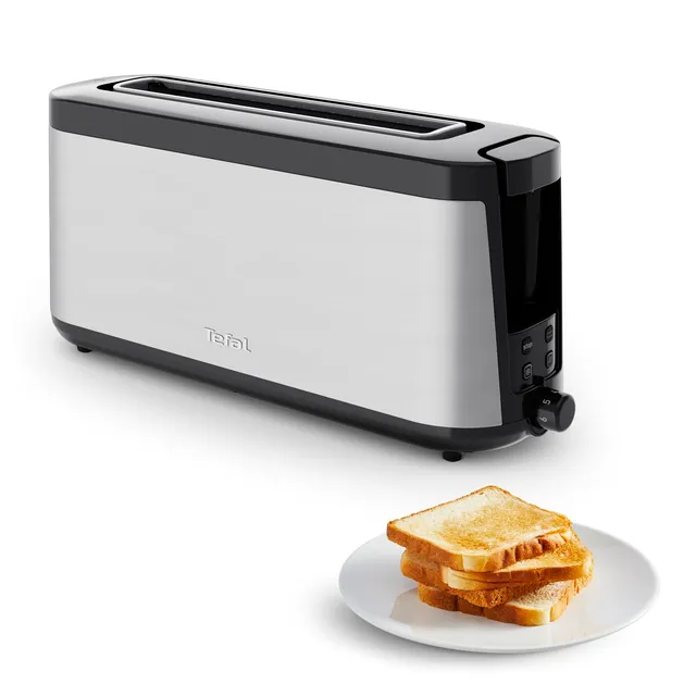 tefal-element-tl430811-langschlitz-toaster-edelstahl-schwarz-mit-integriertem-br image 1