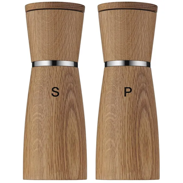 wmf-ceramill-nature-salz-und-pfefferm-hlen-set-2-teilig-17-9-cm-eichenholz-mit-k image 1