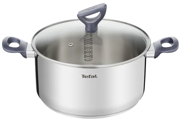 tefal-daily-cook-kochtopf-g71246-24-cm-mit-glasdeckel-und-dampfauslass-edelstahl image 1