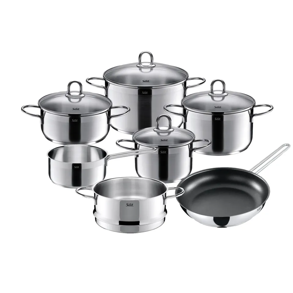 silit-diamant-topfset-7-teilig-mit-induktion-glasdeckeln-pfanne-und-d-mpfer-edel image 1