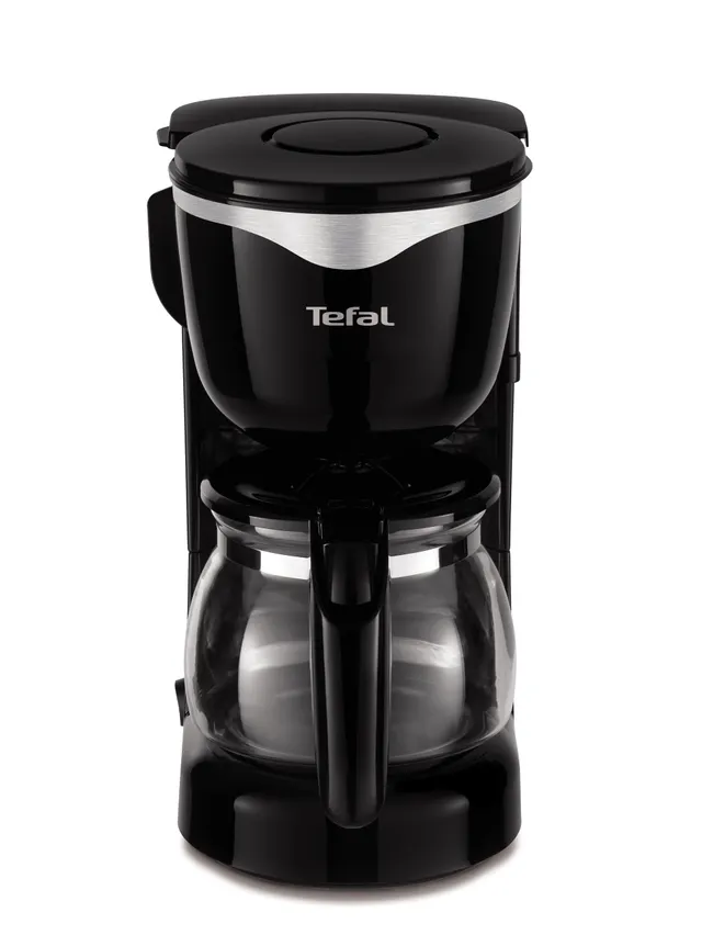 tefal-cm3408-glas-kaffeemaschine-mini-6-tassen-600-w-tropf-stopp-edelstahl-schwa image 1