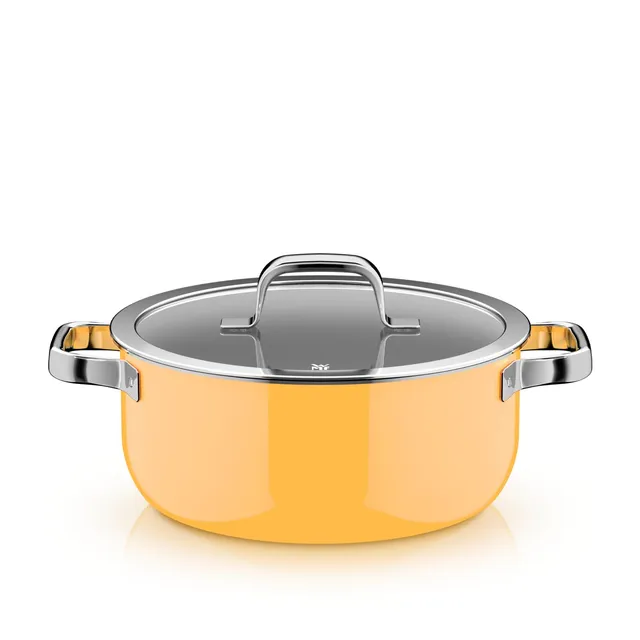 wmf-fusiontec-mineral-pro-bratentopf-24-cm-mit-glasdeckel-mango-yellow-kratzfest image 1