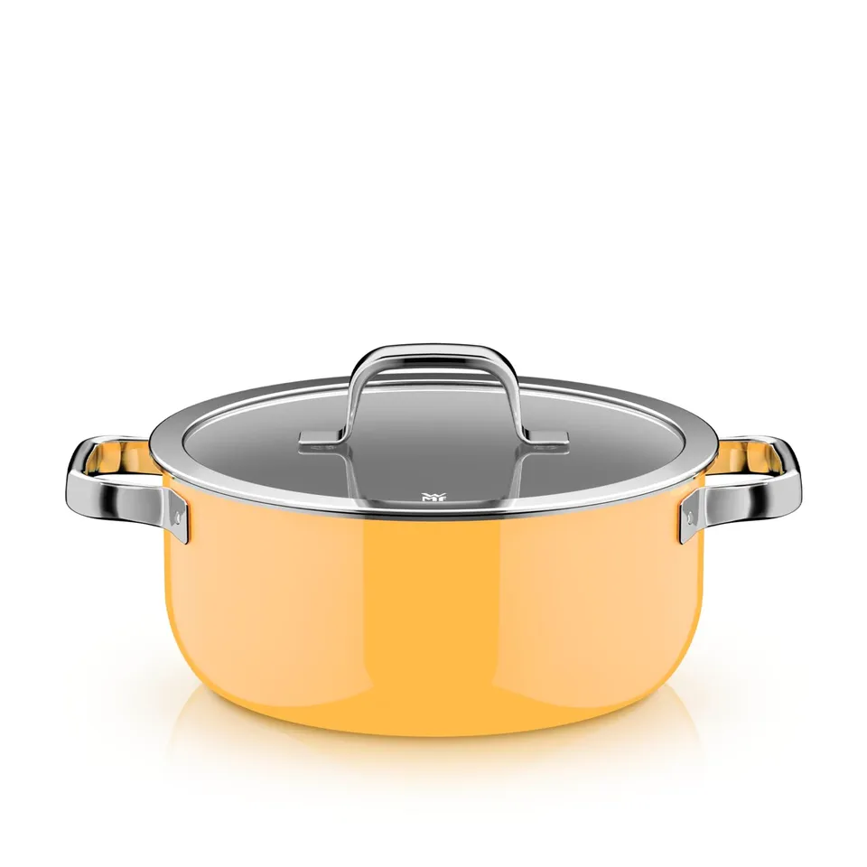 wmf-fusiontec-mineral-pro-bratentopf-24-cm-mit-glasdeckel-mango-yellow-kratzfest image 1