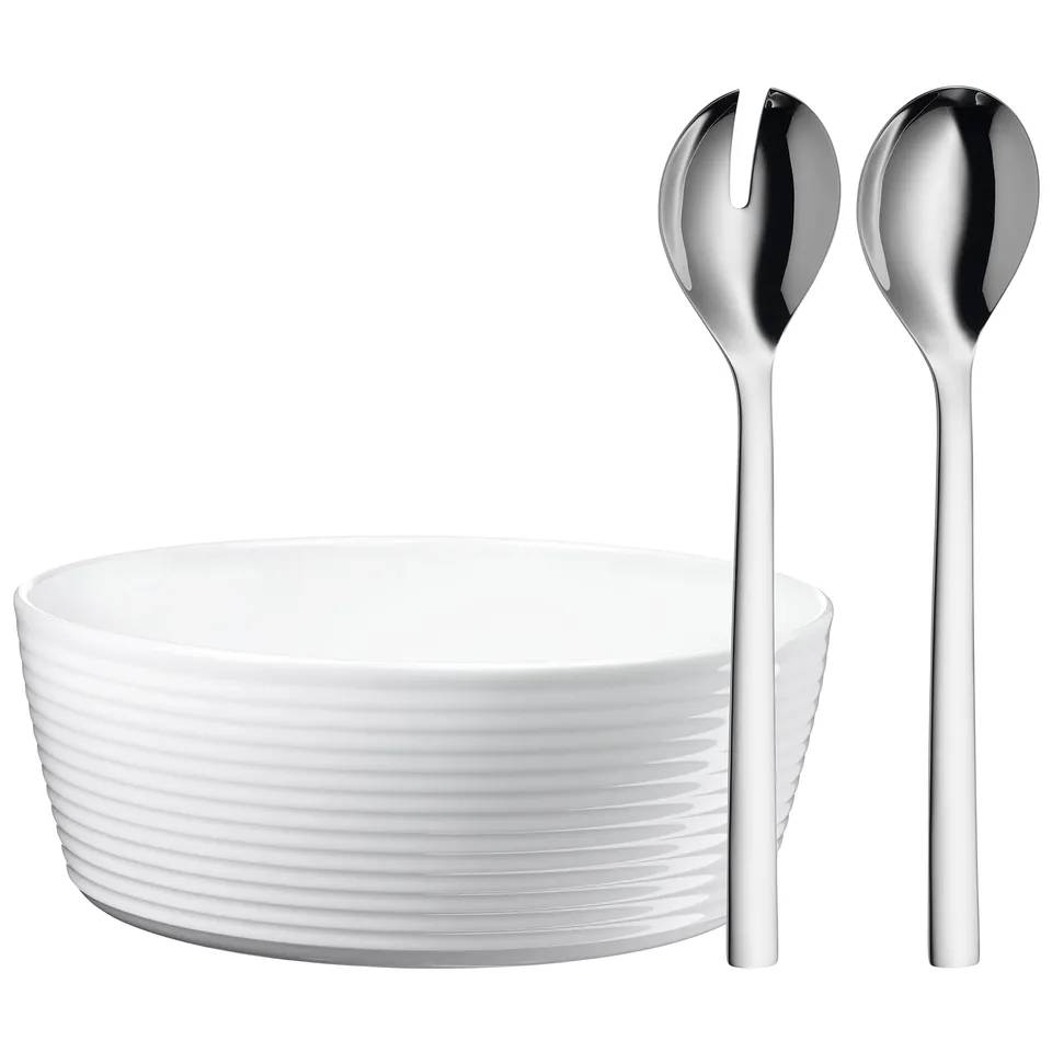 wmf-nuova-salatsch-ssel-set-3-teilig-salatschale-porzellan-25-cm-3-5-l-mit-salat image 1