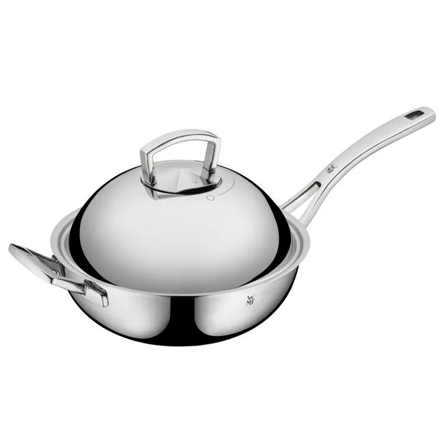 wmf-multiply-wokpfanne-induktion-28-cm-unbeschichteter-cromargan-wok-mit-metalld image 1