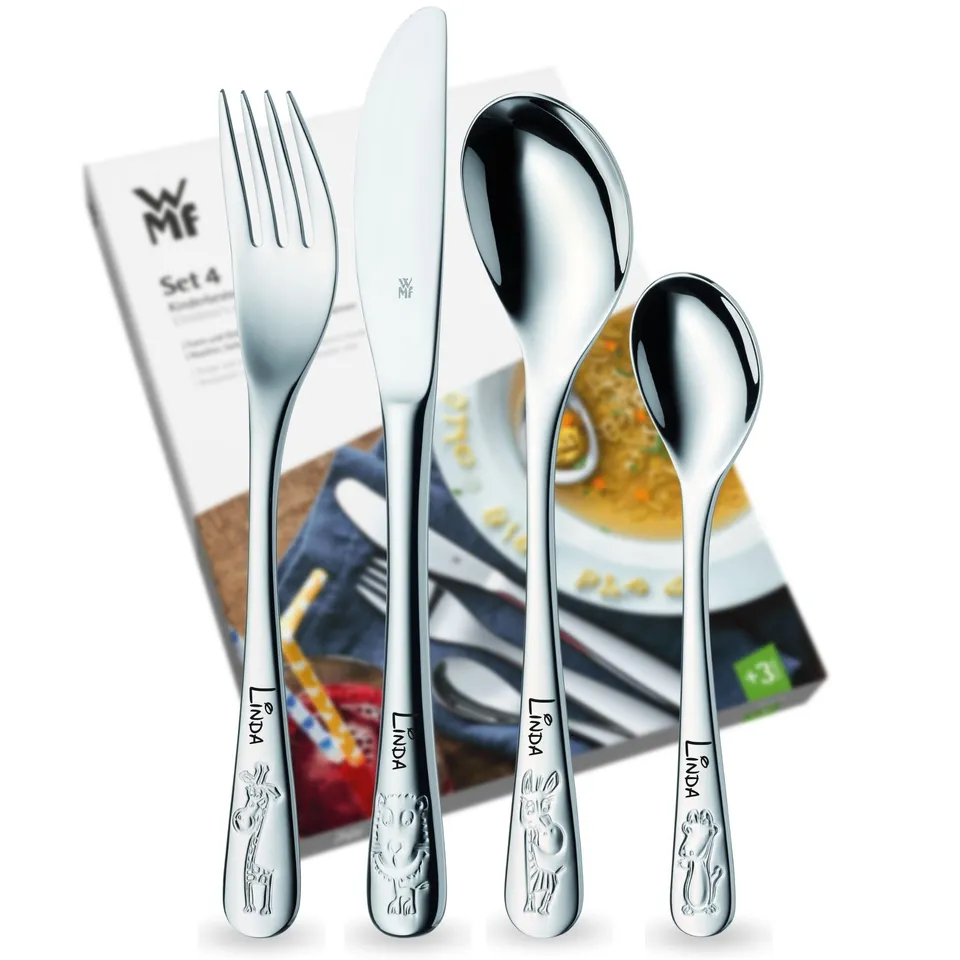 wmf-kinderbesteck-safari-4-teilig-mit-namensgravur-personalisiertes-edelstahl-be image 1