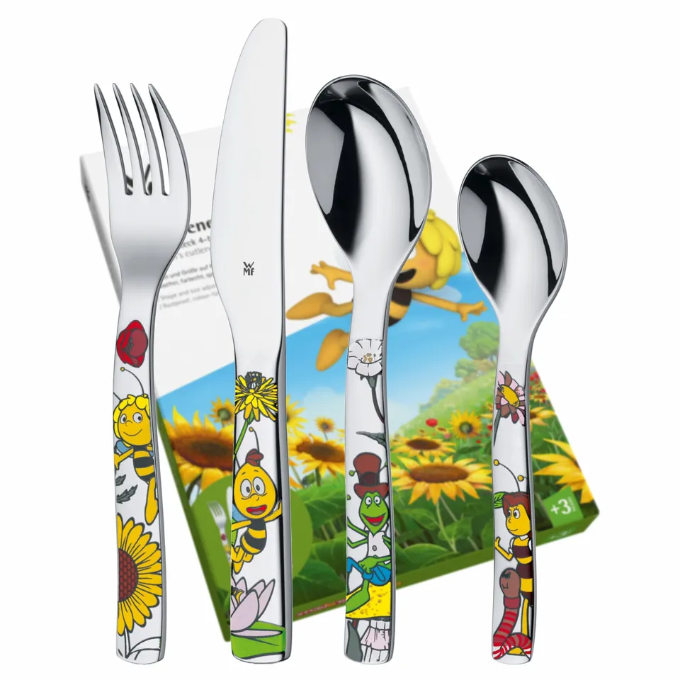 wmf-biene-maja-kinderbesteck-4-teilig-mit-namensgravur-cromargan-edelstahl-18-10 image 1