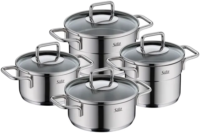 silit-extra-cook-kochgeschirr-set-4-teilig-kocht-pfe-12-14-cm-mit-glasdeckel-cro image 1