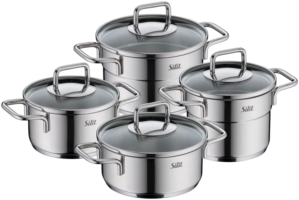silit-extra-cook-kochgeschirr-set-4-teilig-kocht-pfe-12-14-cm-mit-glasdeckel-cro image 1
