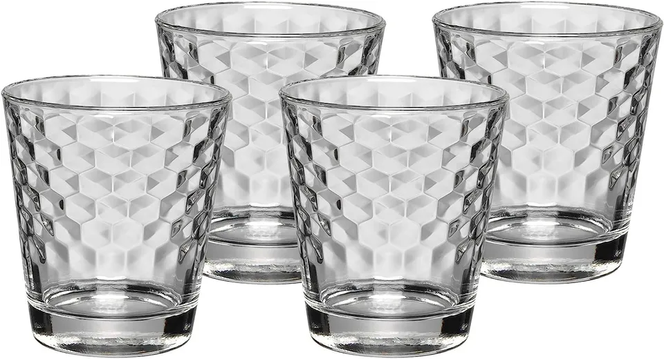 wmf-coffeetime-wassergl-ser-set-4-teilig-tumbler-gl-ser-265-ml-mit-wabenmuster-h image 1