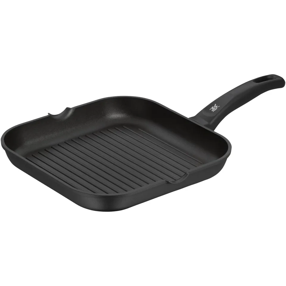 wmf-grillpfanne-27-x-27-cm-mit-ausguss-gerillte-steakpfanne-aus-aluminium-mit-du image 1