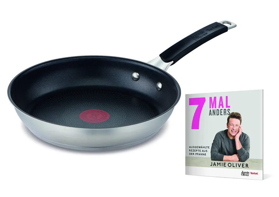 tefal-jamie-oliver-bratpfanne-28-cm-e51206az-inkl-rezeptheft-edelstahl-thermo-si image 1