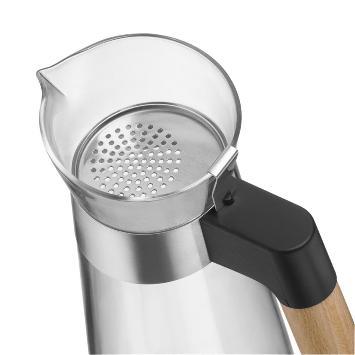 wmf-kineo-wasserkaraffe-1-liter-glaskaraffe-mit-sieb-holzgriff-spritz-und-tropff image 3