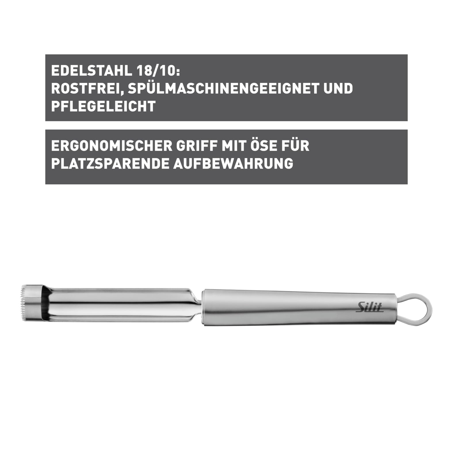 silit-classic-line-apfelausstecher-25-cm-edelstahl-poliert-apfelentkerner-mit-ge image 2