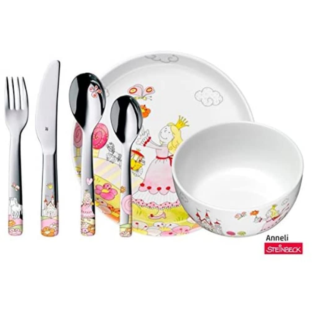 wmf-prinzessin-anneli-kindergeschirrset-6-teilig-porzellan-geschirr-und-cromarga image 1