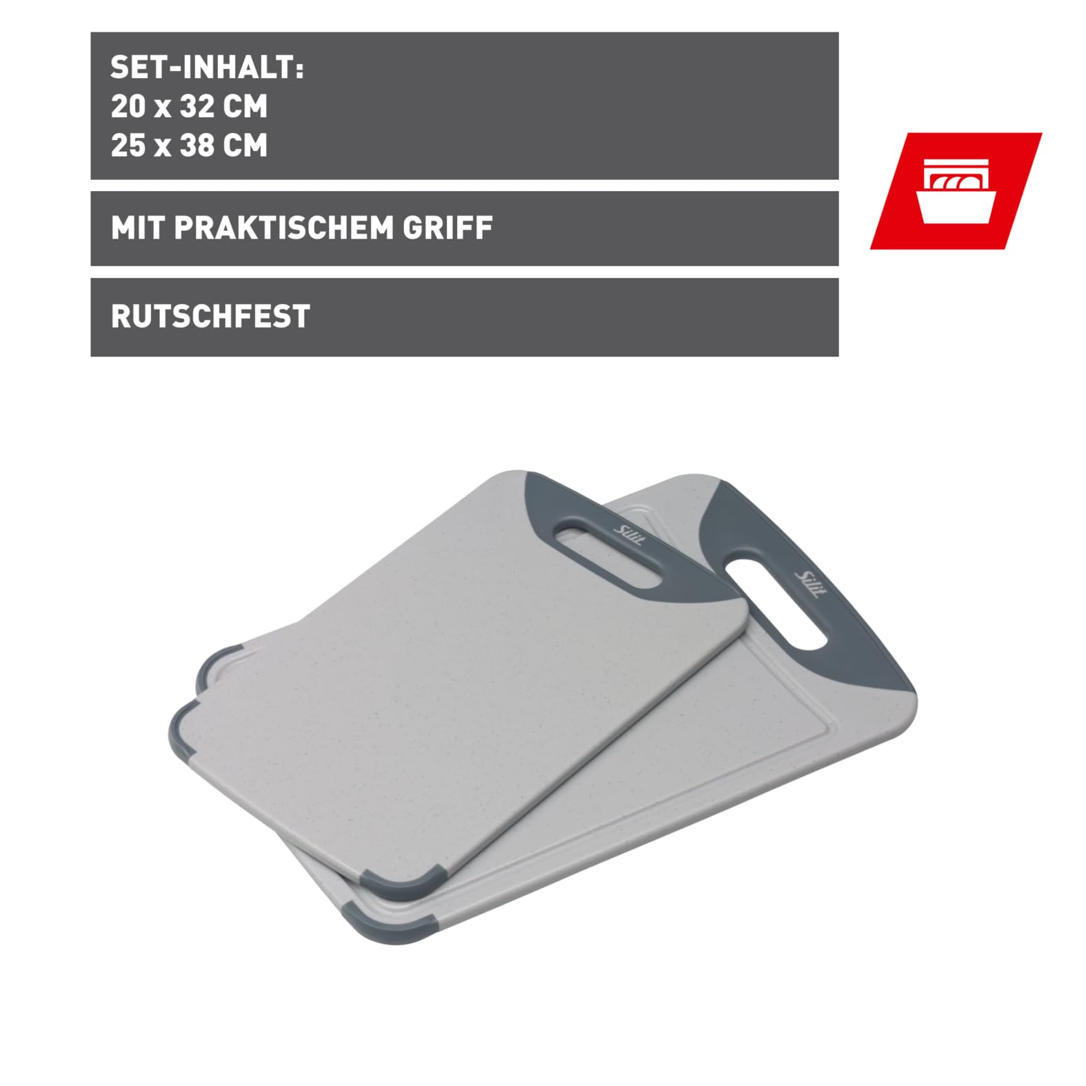 silit-schneidebrett-kunststoff-set-2-teilig-mit-saftrille-und-tragegriff-38-x-25 image 2