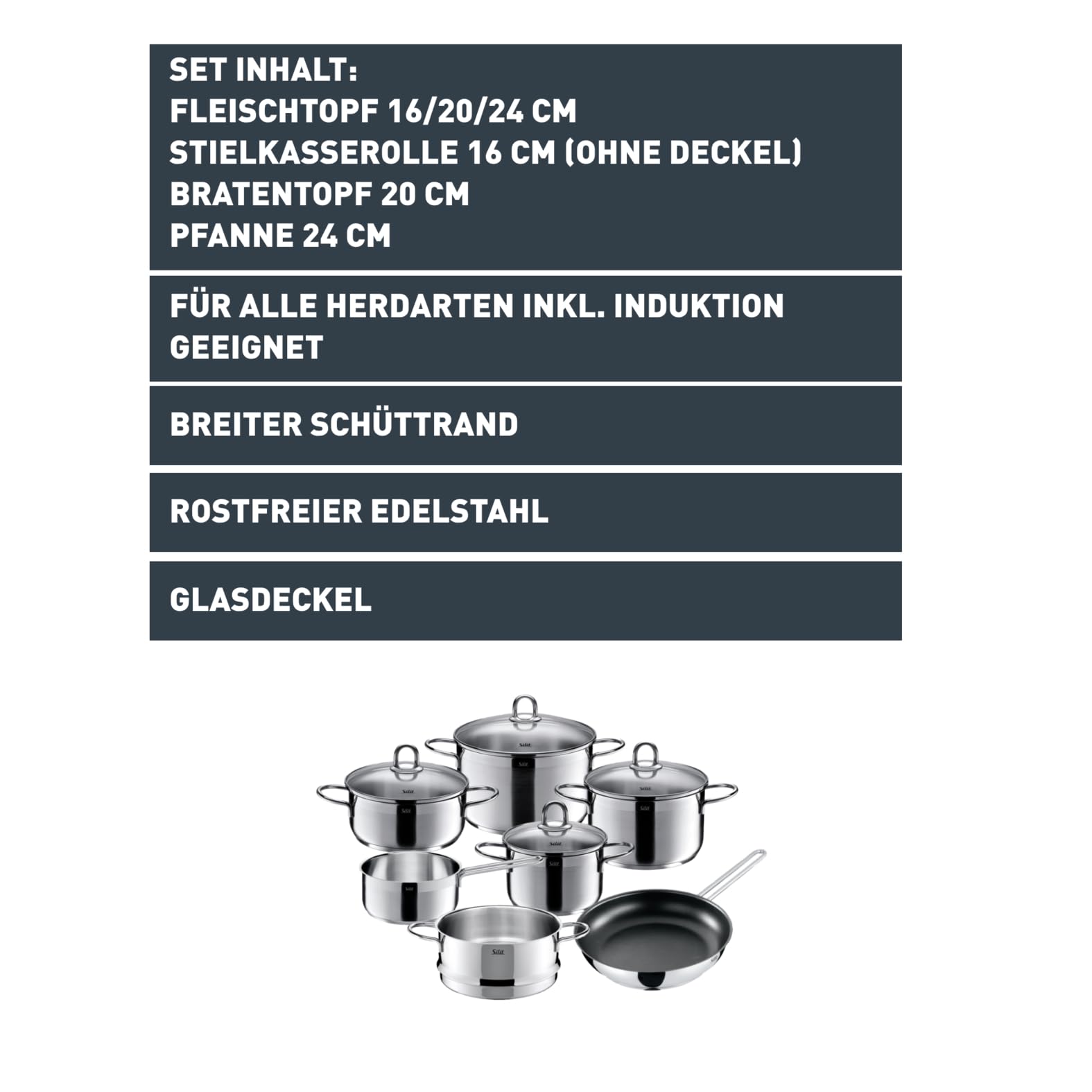 silit-diamant-topfset-7-teilig-mit-induktion-glasdeckeln-pfanne-und-d-mpfer-edel image 2