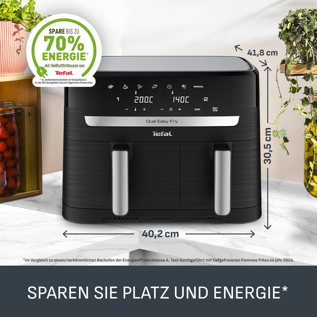 tefal-dual-easy-fry-ey9018-hei-luftfritteuse-mit-2-kammern-8-3-l-doppelkammer-ai image 8