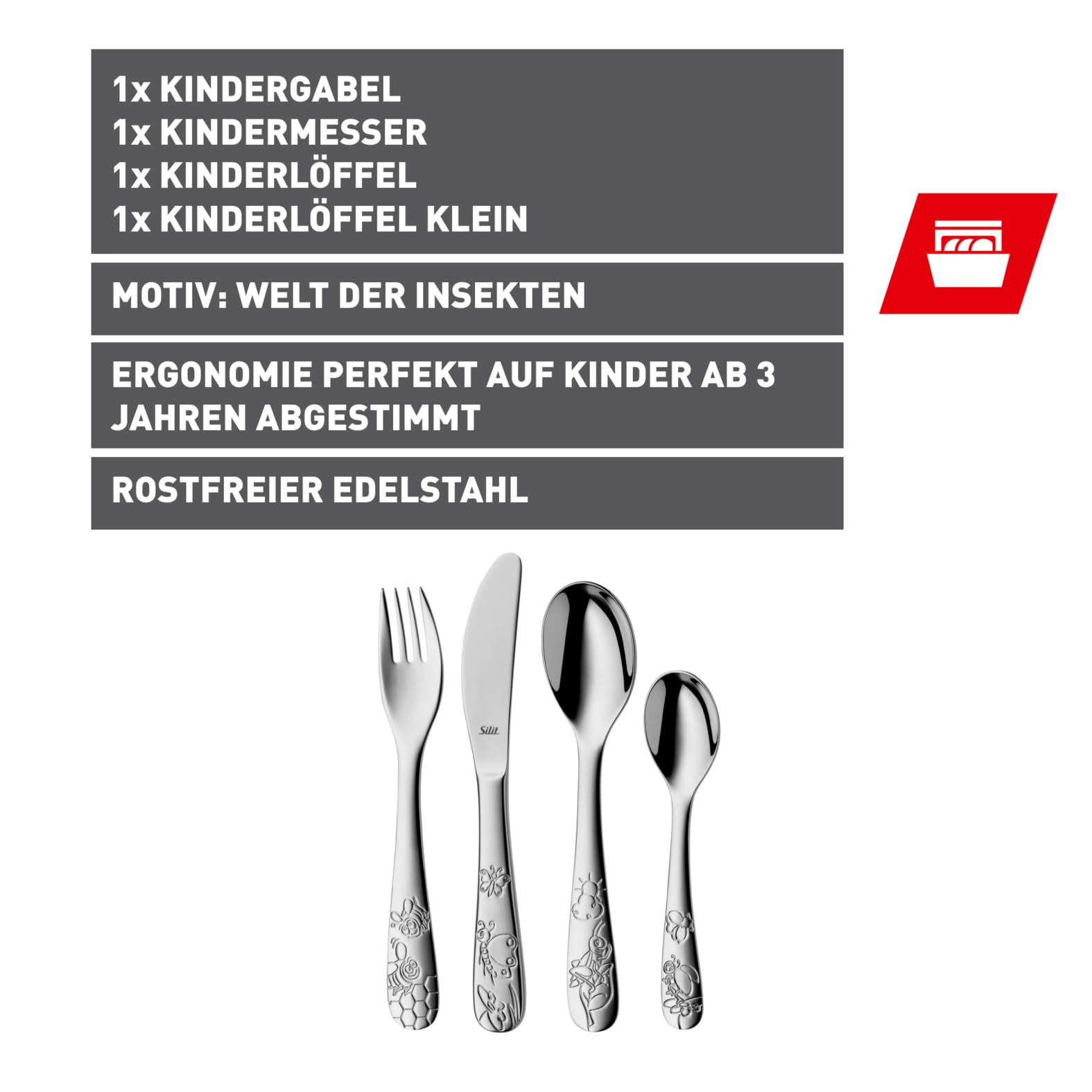 silit-trend-kinderbesteck-4-teilig-kinder-besteck-edelstahl-crominox-ab-3-jahren image 2