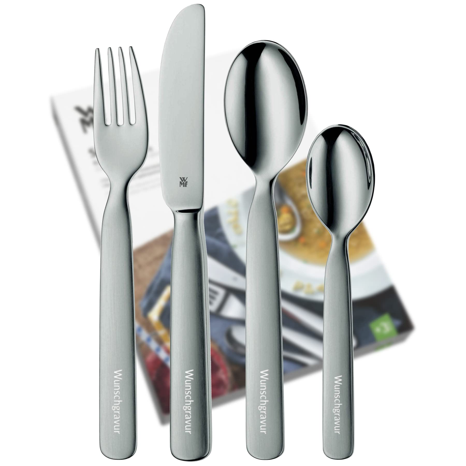 wmf-kinderbesteck-first-lyric-4-teilig-mit-gravur-cromargan-edelstahl-18-10-ab-4 image 1