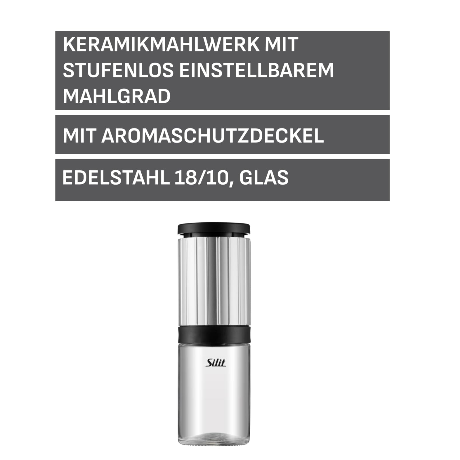 silit-piccante-salz-und-pfefferm-hle-14-cm-edelstahl-glas-mit-keramikmahlwerk-st image 2