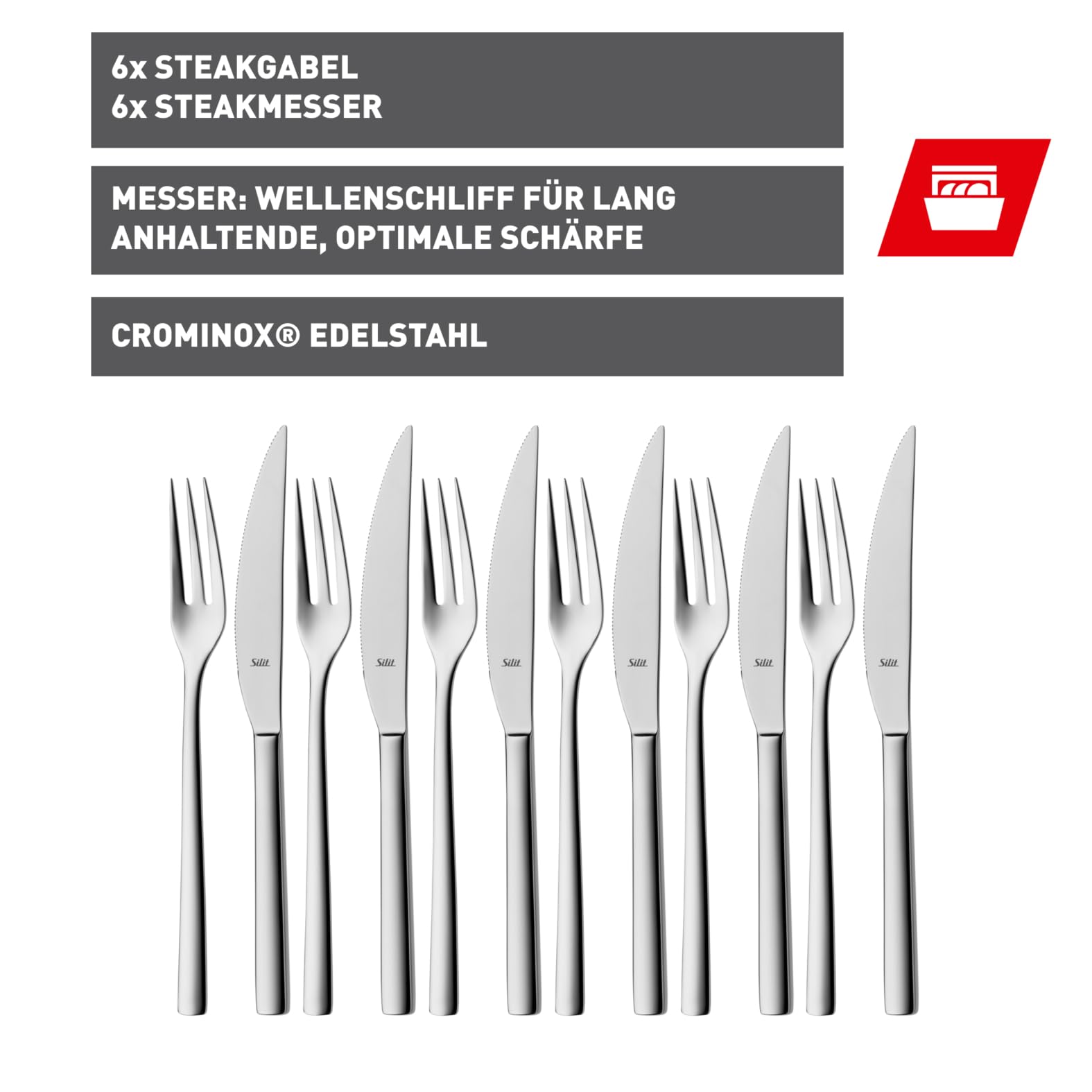 silit-trend-steakbesteck-set-12-teilig-crominox-edelstahl-18-10-geschmiedete-ste image 3