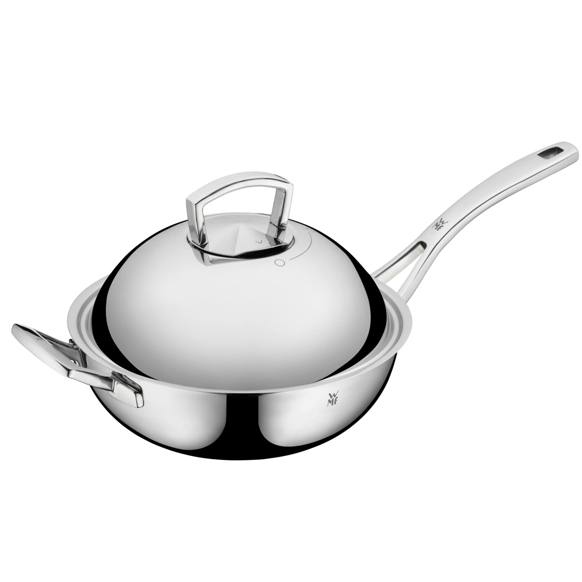 wmf-multiply-wokpfanne-induktion-28-cm-unbeschichteter-cromargan-wok-mit-metalld image 1
