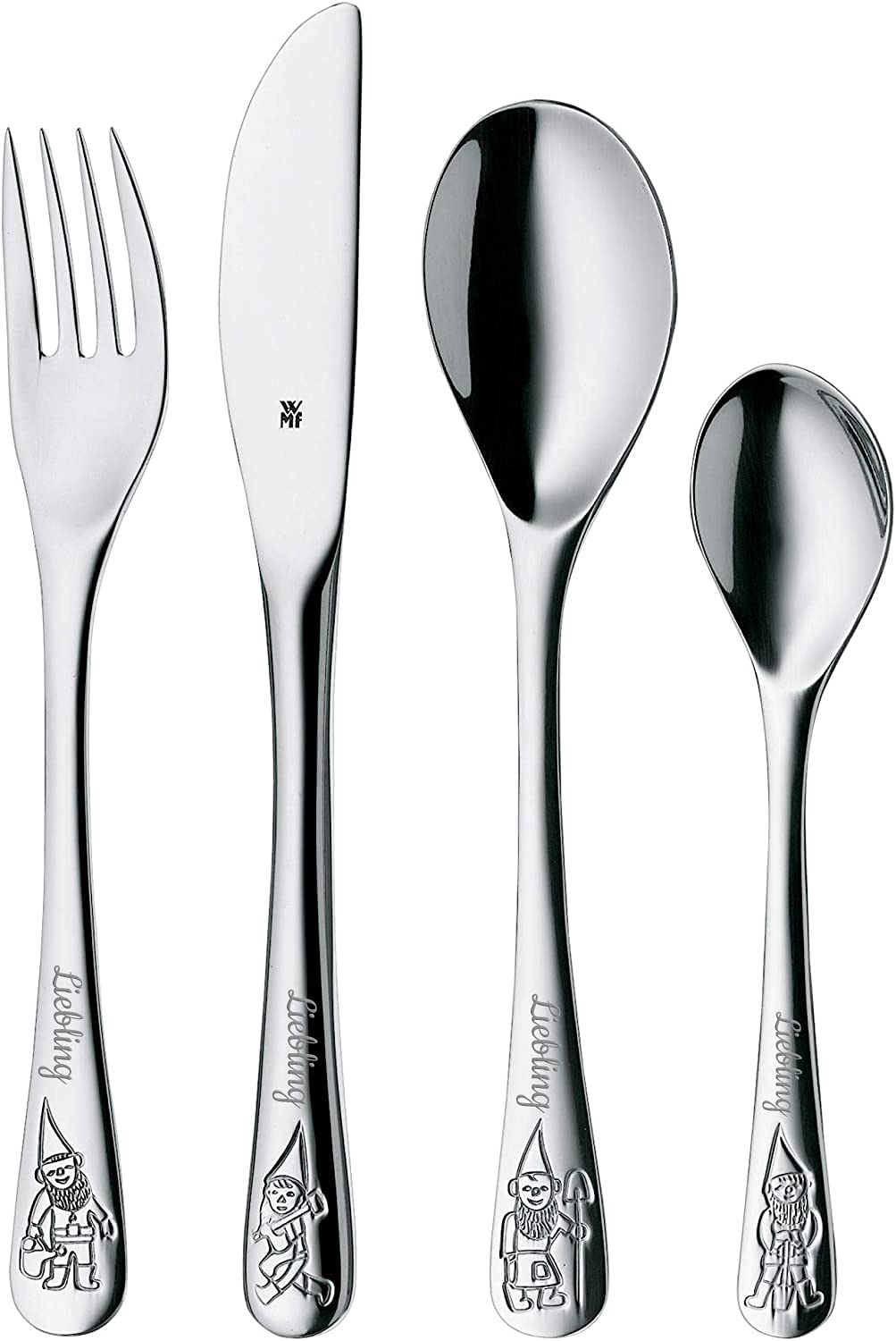 wmf-kinderbesteck-zwerge-4-teilig-mit-namensgravur-cromargan-edelstahl-18-10-pol image 1