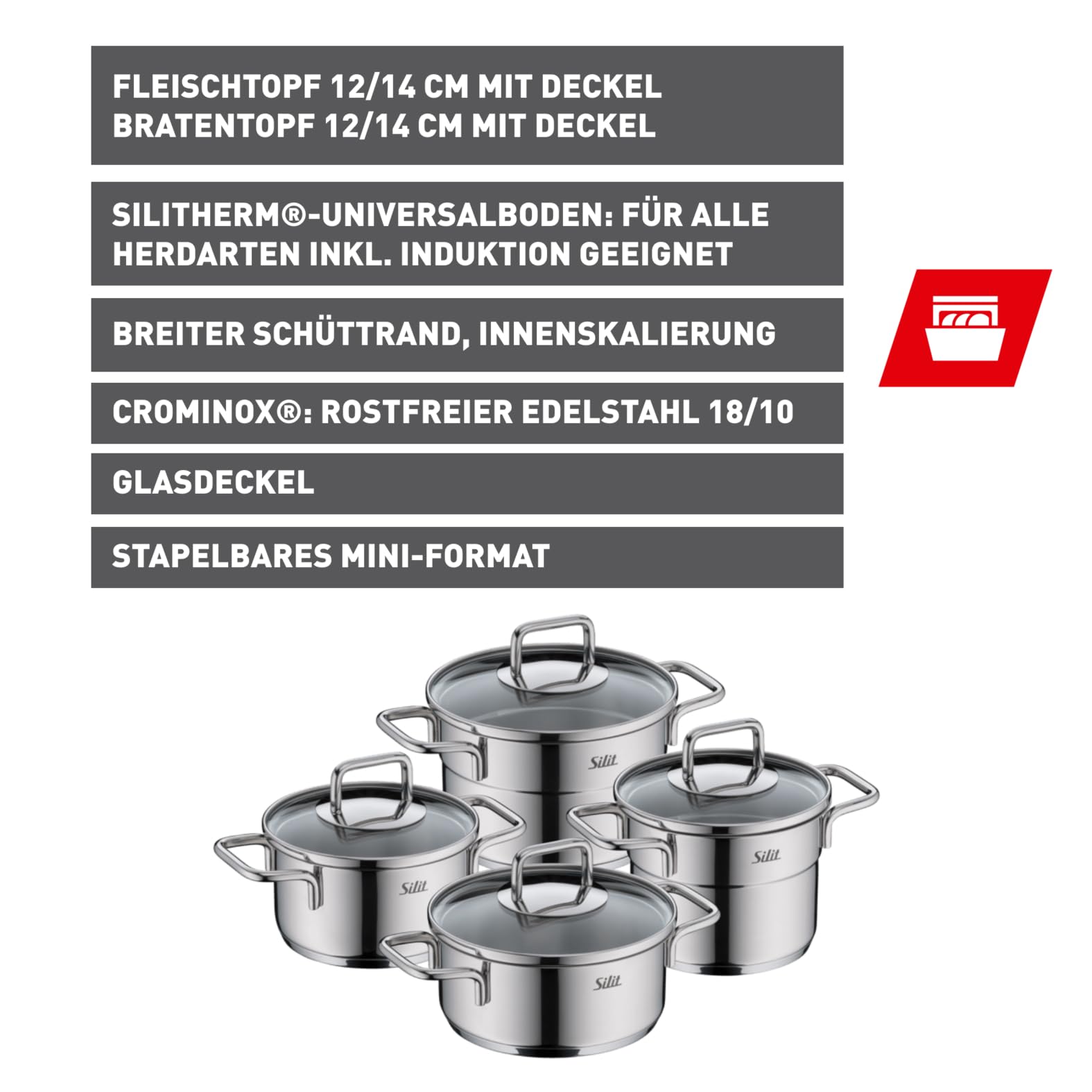 silit-extra-cook-kochgeschirr-set-4-teilig-kocht-pfe-12-14-cm-mit-glasdeckel-cro image 2