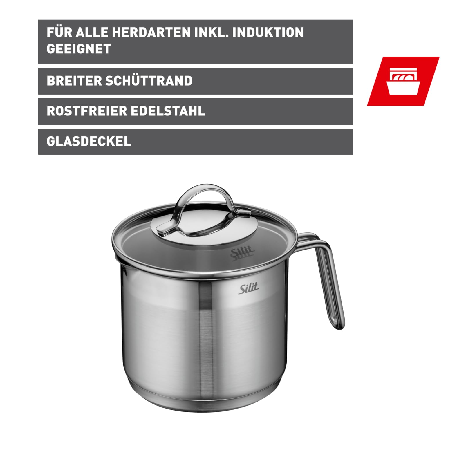 silit-achat-milchtopf-induktion-14-cm-mit-glasdeckel-1-7-l-edelstahl-unbeschicht image 2