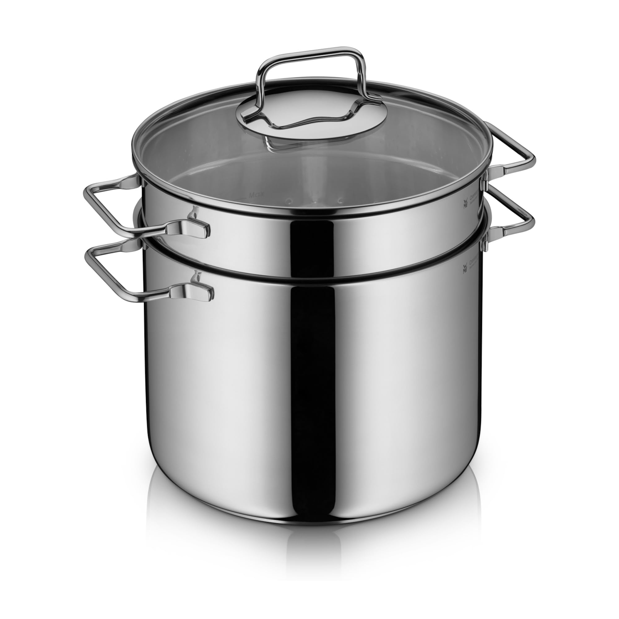 wmf-nudeltopf-mit-siebeinsatz-24-cm-7-l-induktion-spaghettitopf-mit-glasdeckel-c image 1