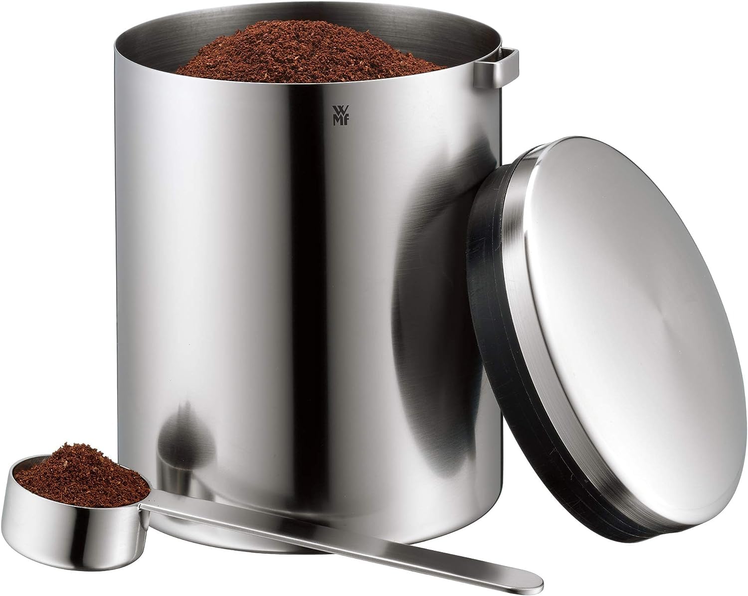 wmf-kult-tee-und-kaffeedose-f-r-500-g-edelstahldose-mit-ma-l-ffel-cromargan-matt image 1