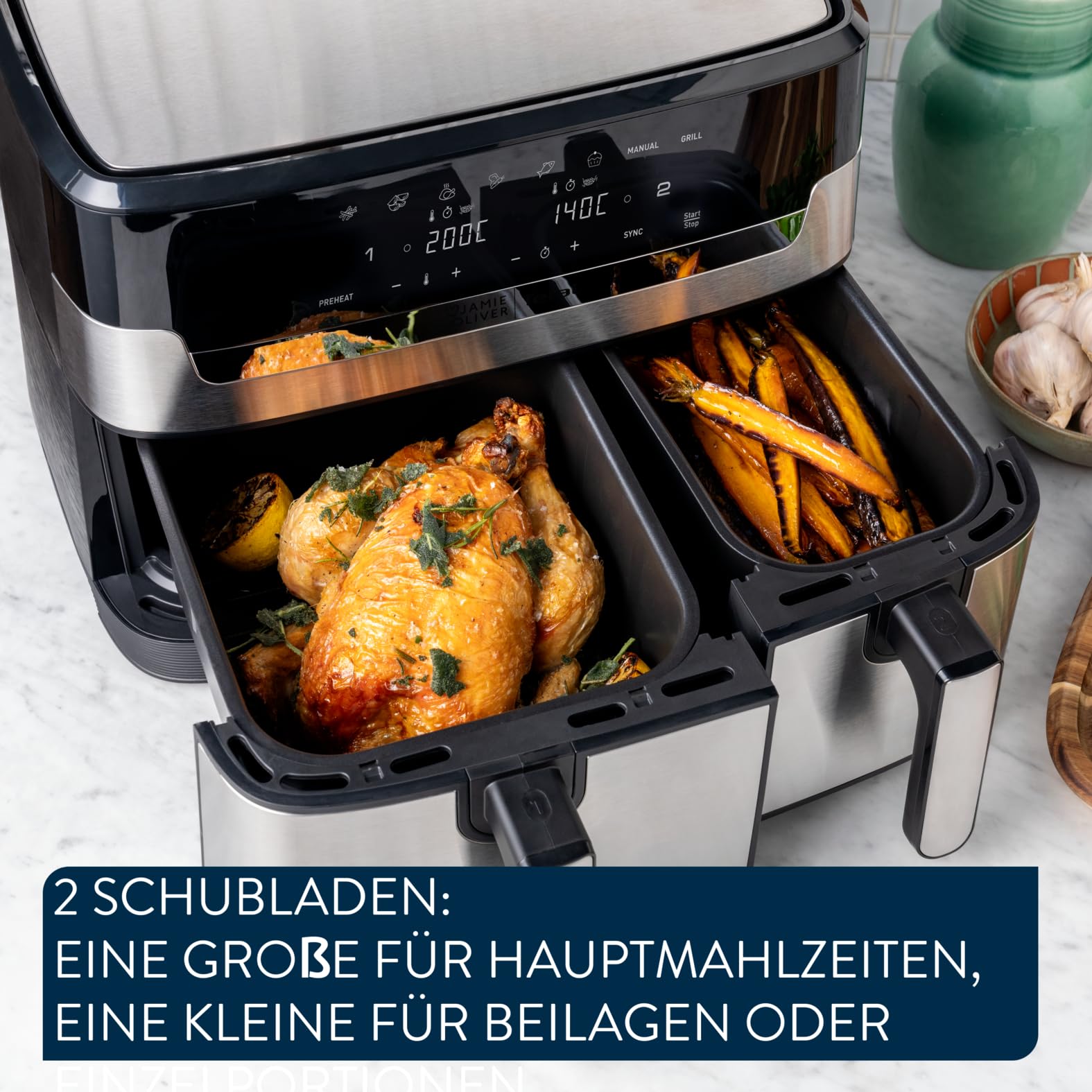 tefal-jamie-oliver-by-tefal-dual-drawer-hei-luftfritteuse-8-3-l-ey90jde1-airfrye image 3