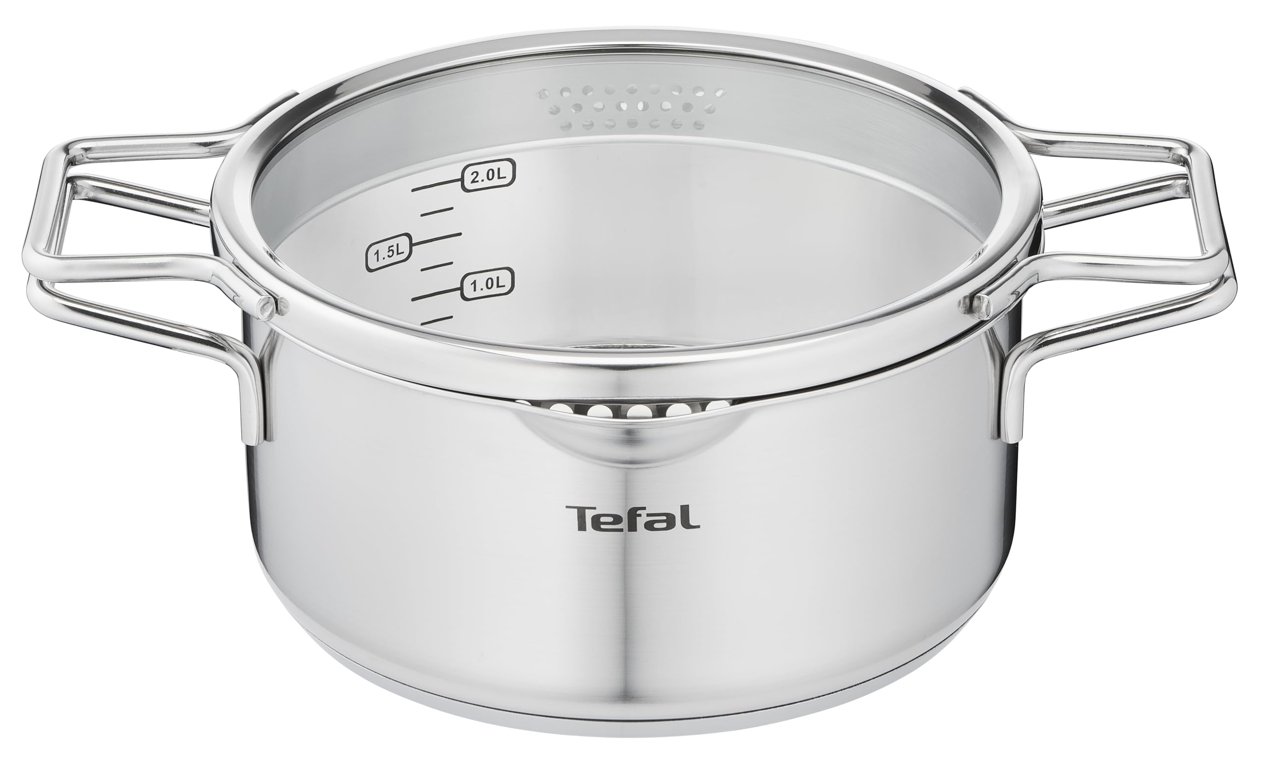 tefal-nordica-kochtopf-20-cm-mit-glasdeckel-edelstahltopf-mit-doppelgriffen-und- image 1