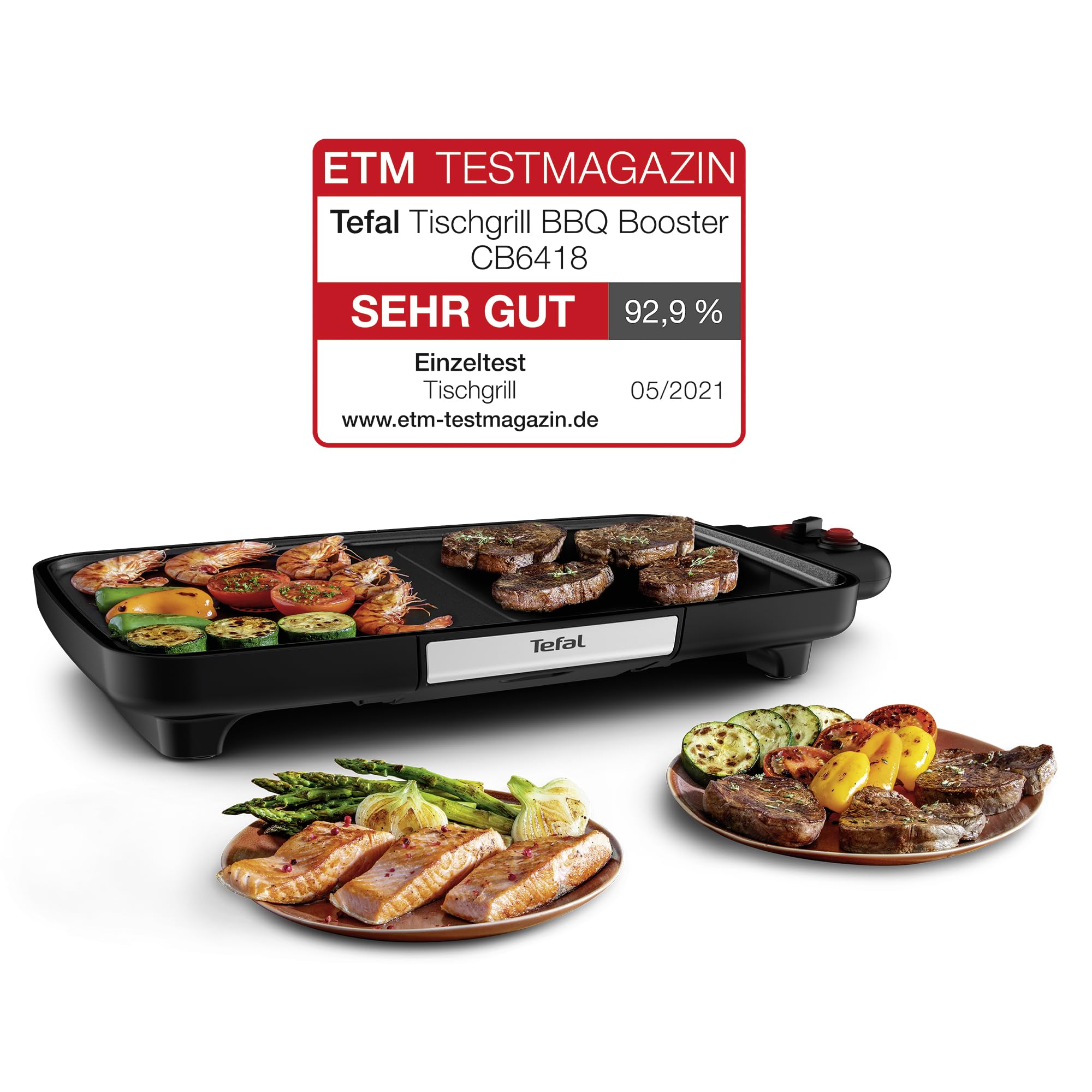 tefal-bbq-booster-tischgrill-cb6418-2200-watt-power-boost-zone-thermo-spot-antih image 2
