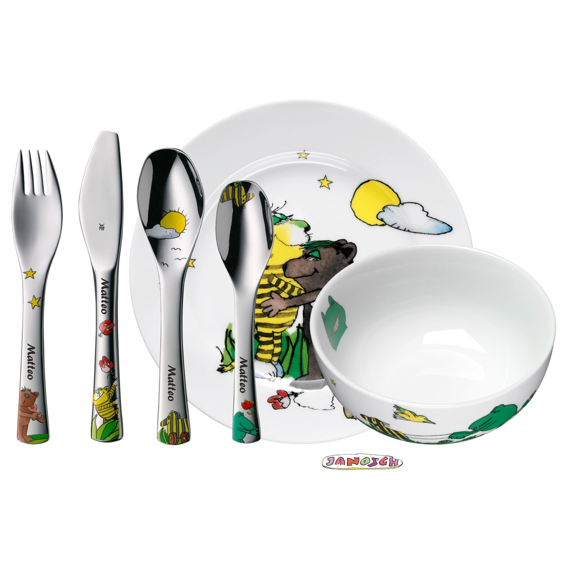 wmf-janosch-kindergeschirr-set-6-teilig-mit-namensgravur-porzellan-teller-m-sli- image 3