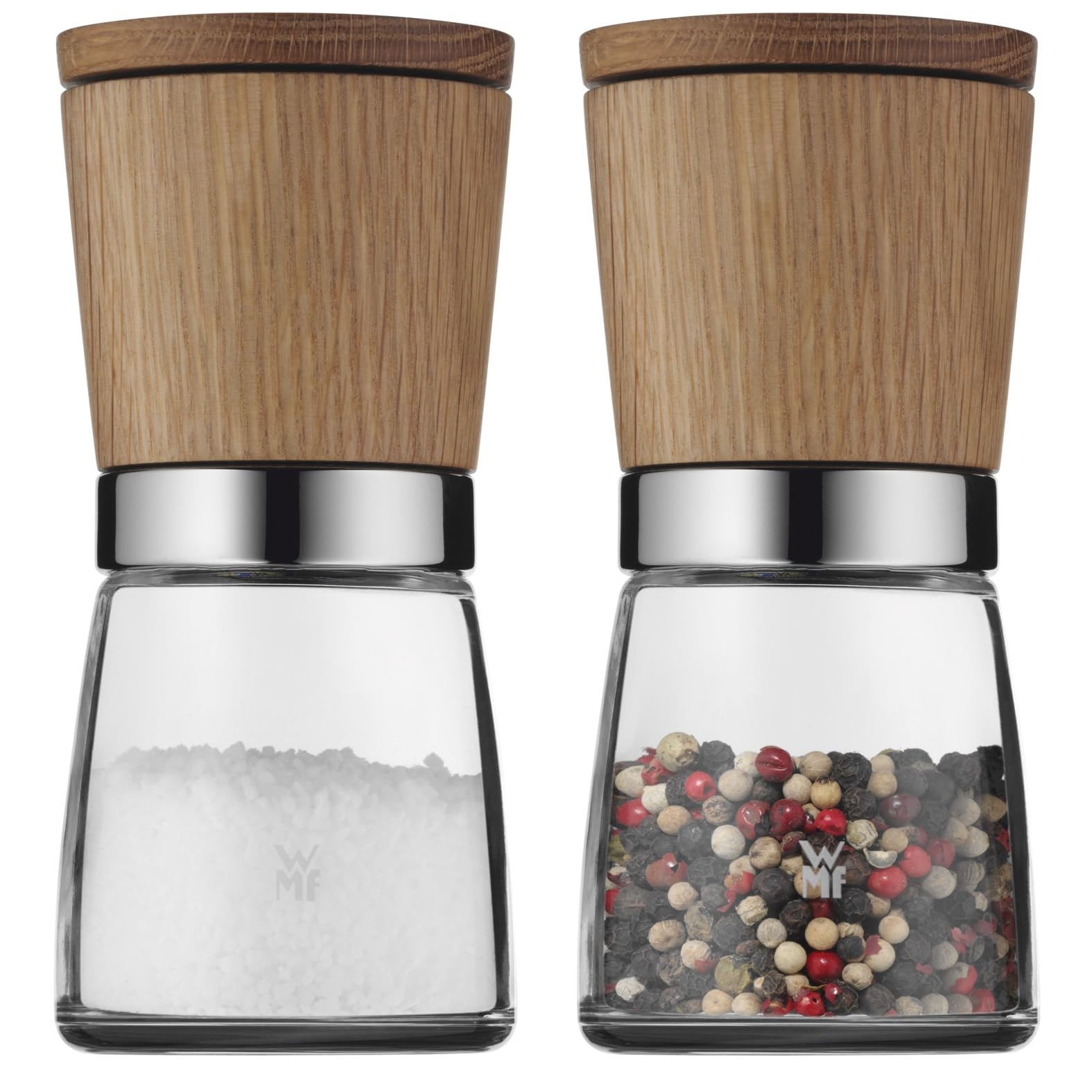 wmf-ceramill-nature-salz-und-pfefferm-hlenset-2-teilig-eichenholz-mit-glasbeh-lt image 1