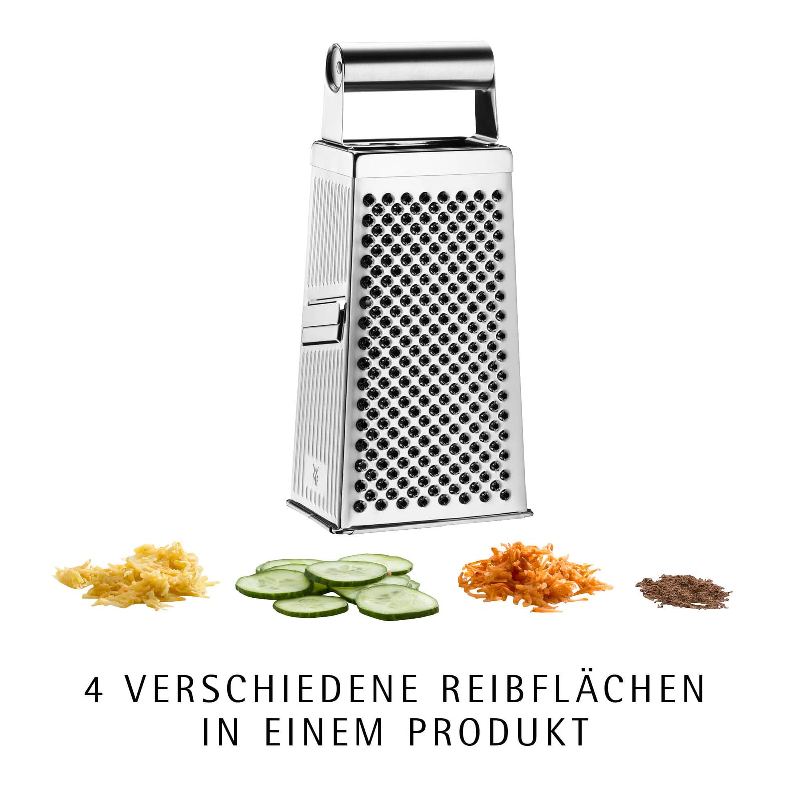 wmf-gourmet-vierkantreibe-8-x-24-cm-edelstahl-reibe-mit-4-reibefl-chen-cromargan image 5