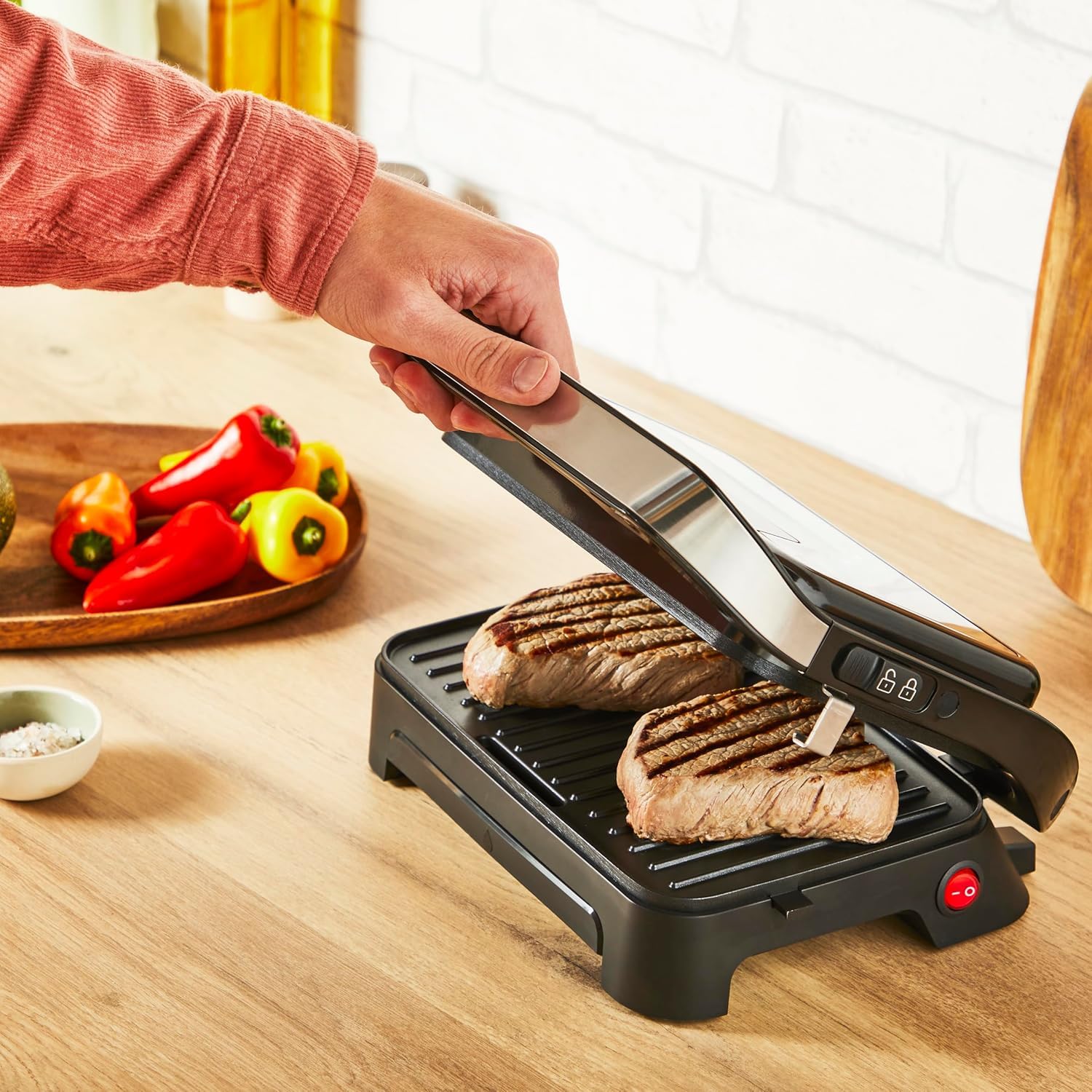 tefal-inicio-compact-gc270d10-2-in-1-kontakt-und-paninigrill-1000-w-edelstahl-an image 2