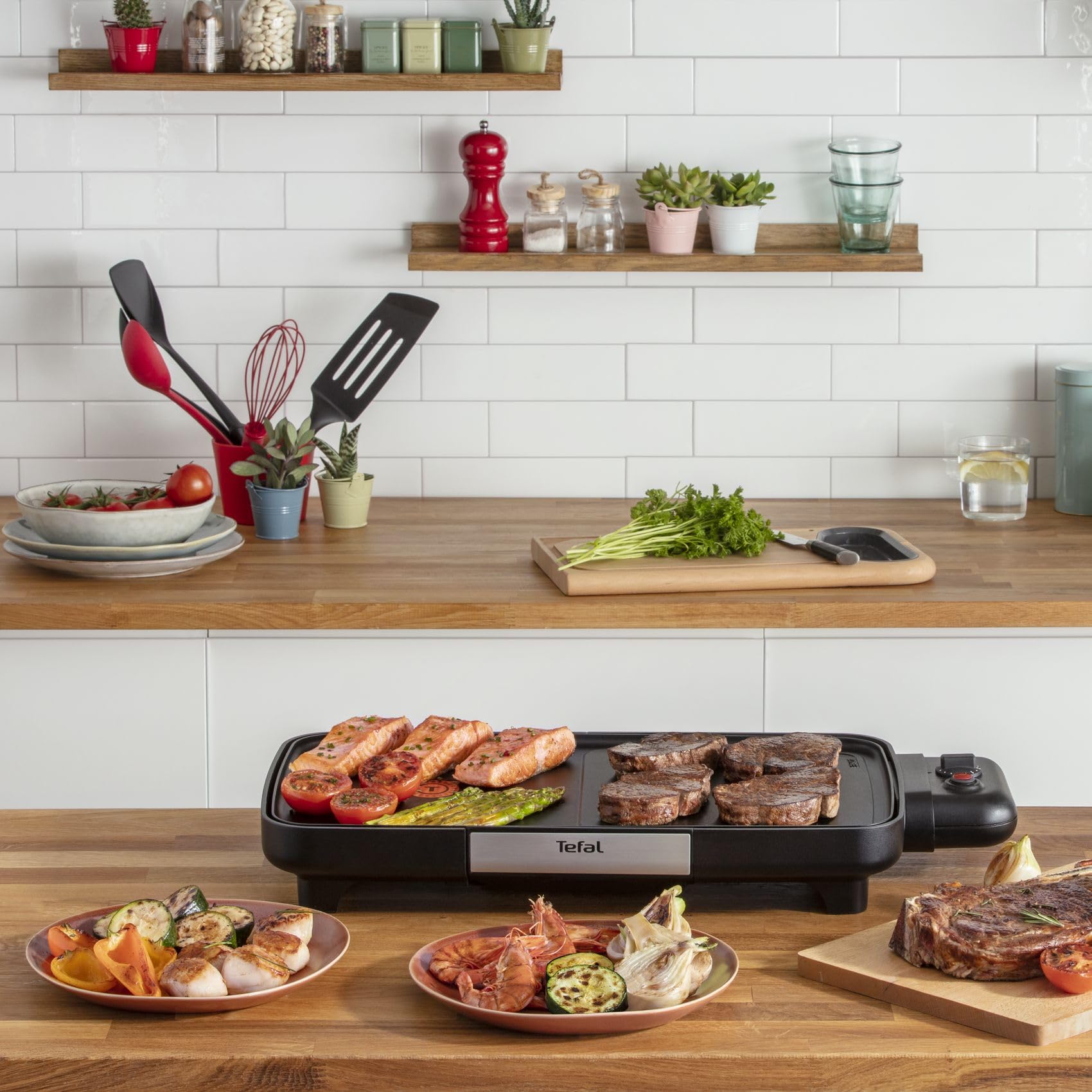 tefal-bbq-booster-tischgrill-cb6418-2200-watt-power-boost-zone-thermo-spot-antih image 7