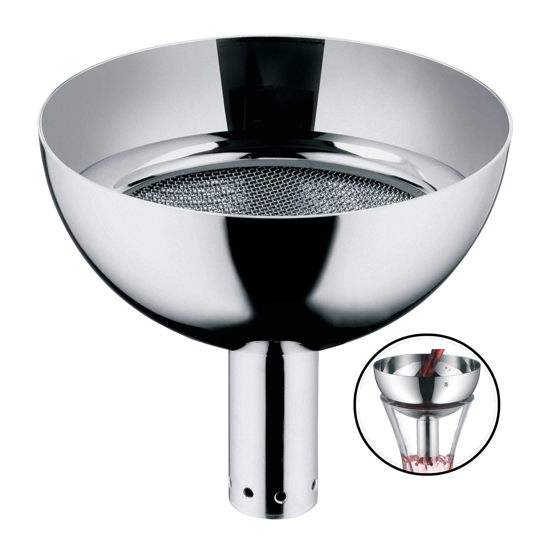 wmf-vino-dekantiertrichter-mit-feinen-l-chern-9-cm-cromargan-edelstahl-integrier image 1