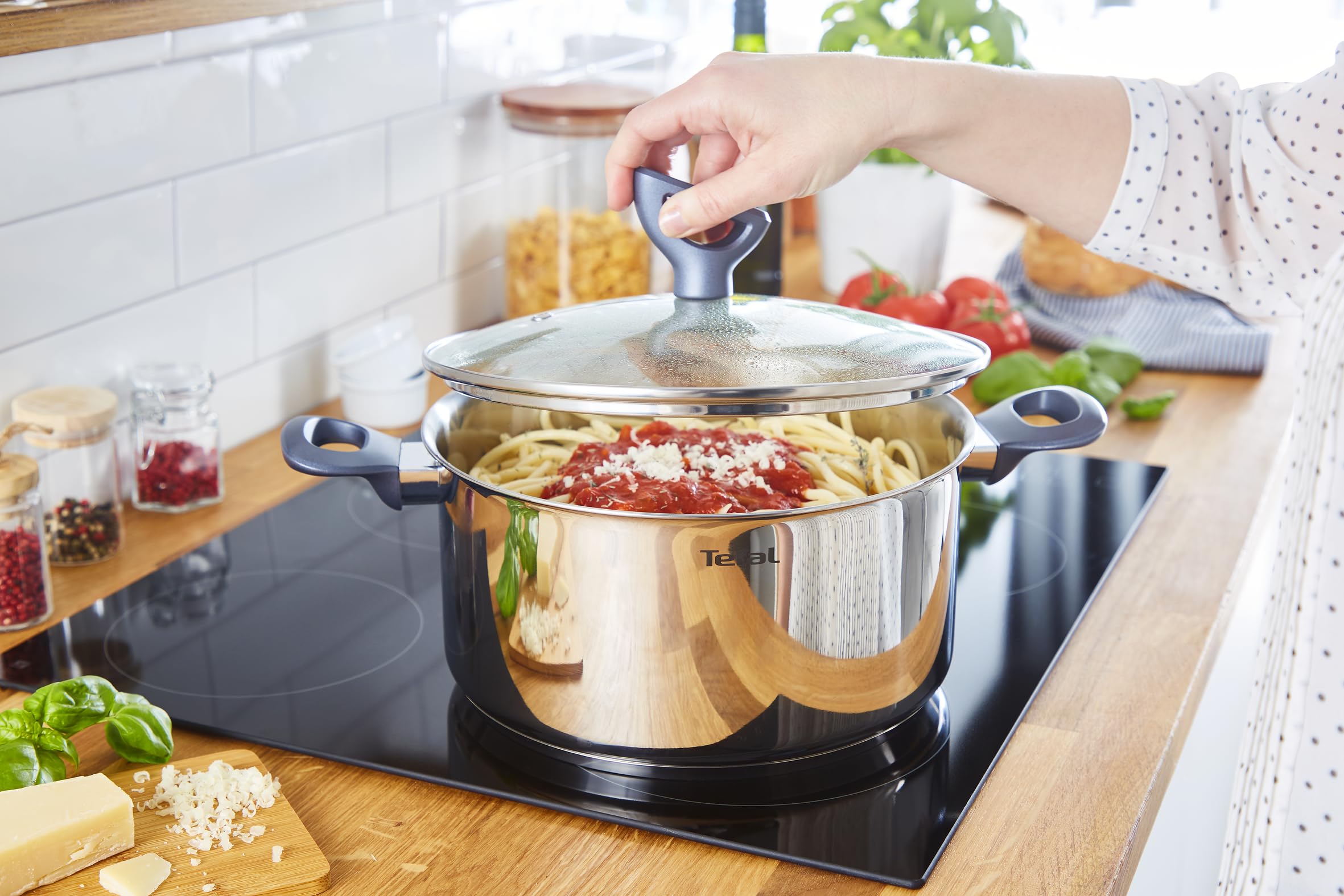tefal-daily-cook-kochtopf-g71246-24-cm-mit-glasdeckel-und-dampfauslass-edelstahl image 3