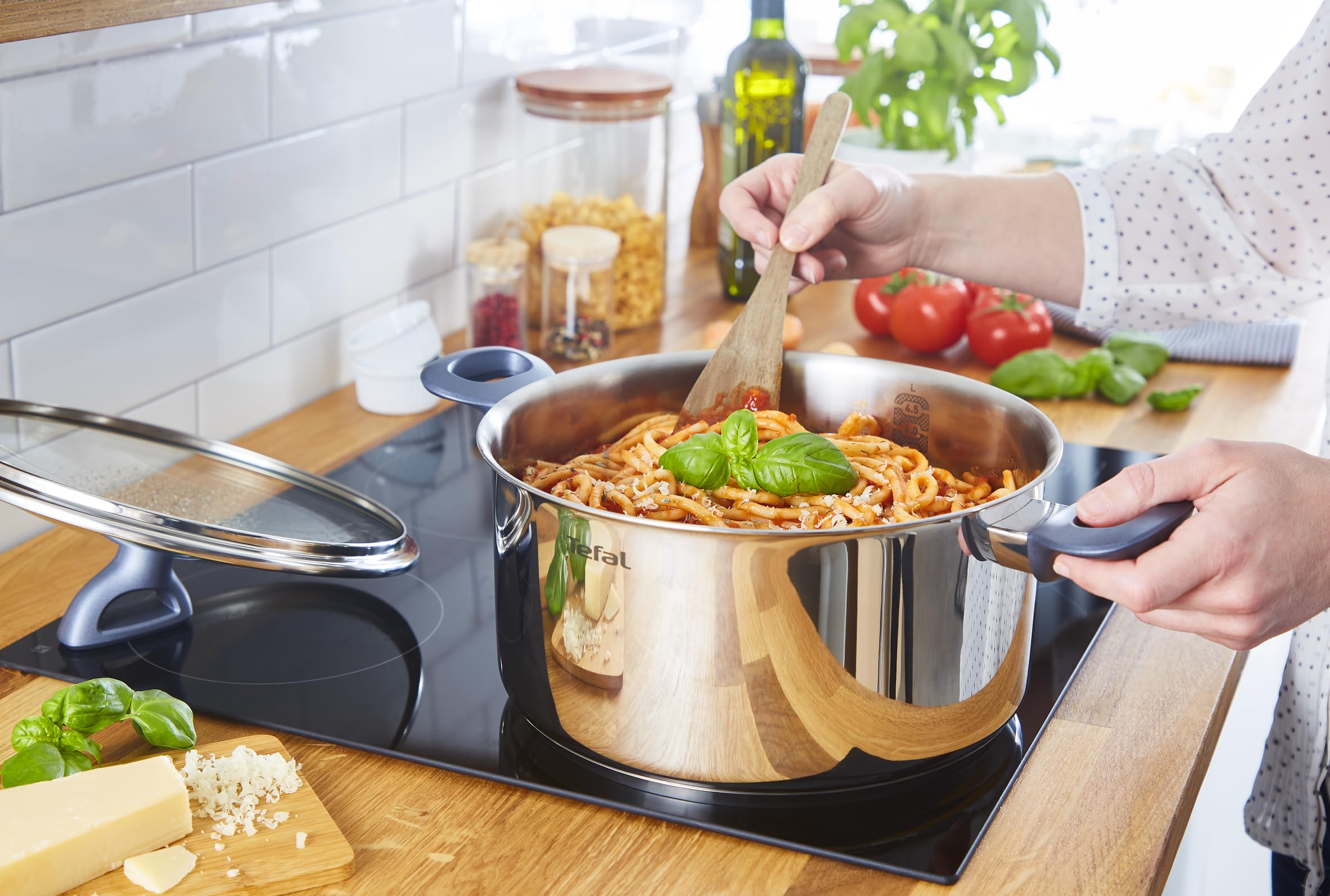 tefal-daily-cook-kochtopf-g71246-24-cm-mit-glasdeckel-und-dampfauslass-edelstahl image 2