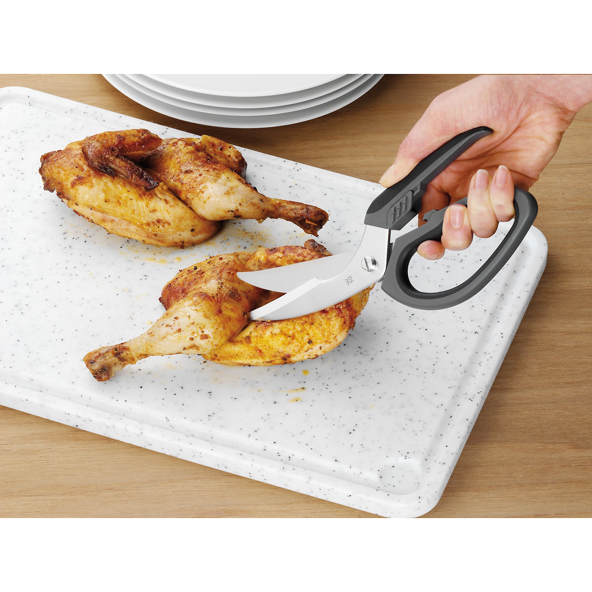 wmf-gefl-gelschere-23-cm-mit-integriertem-knochenbrecher-softtouch-griffe-geboge image 2