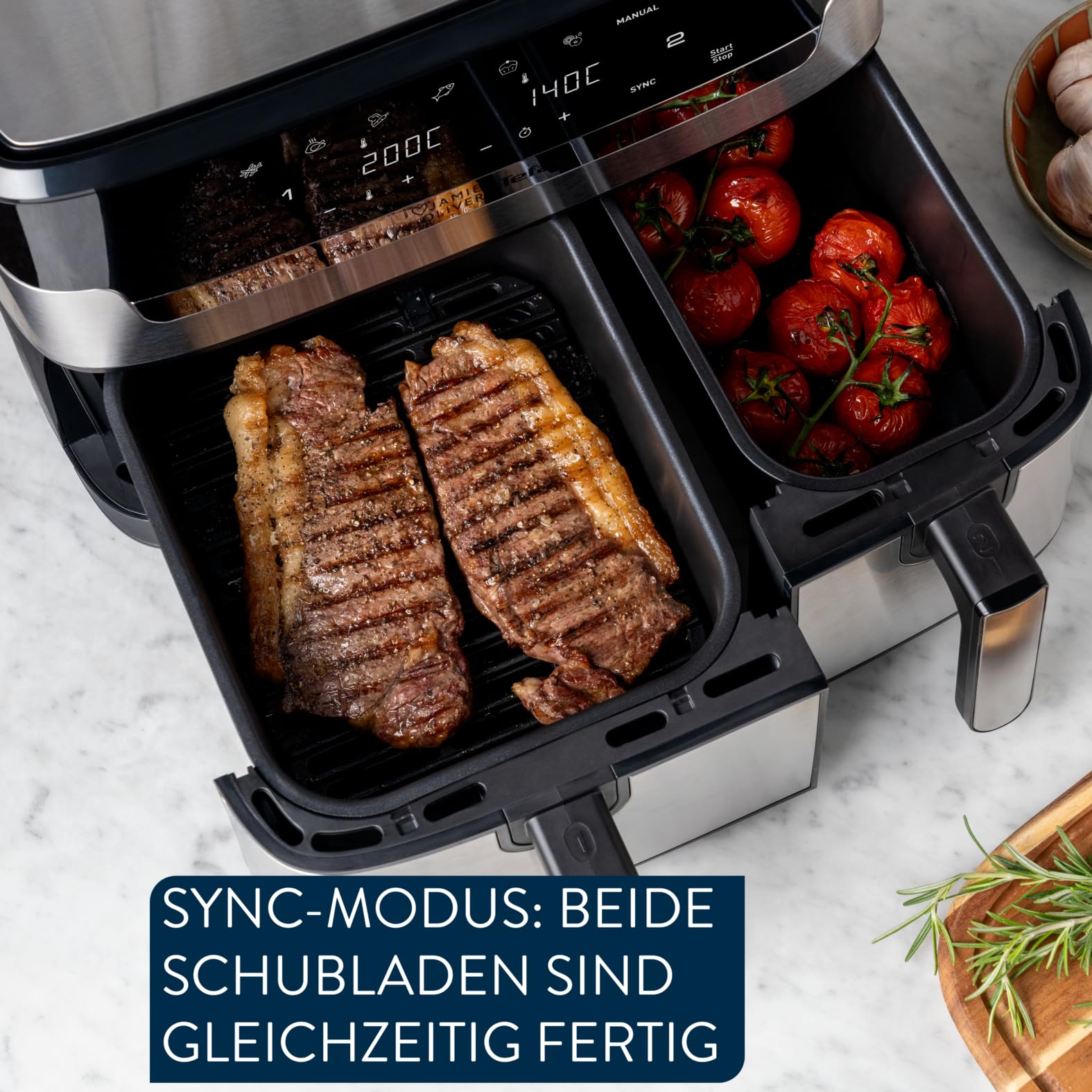 tefal-jamie-oliver-by-tefal-dual-drawer-hei-luftfritteuse-8-3-l-ey90jde1-airfrye image 4