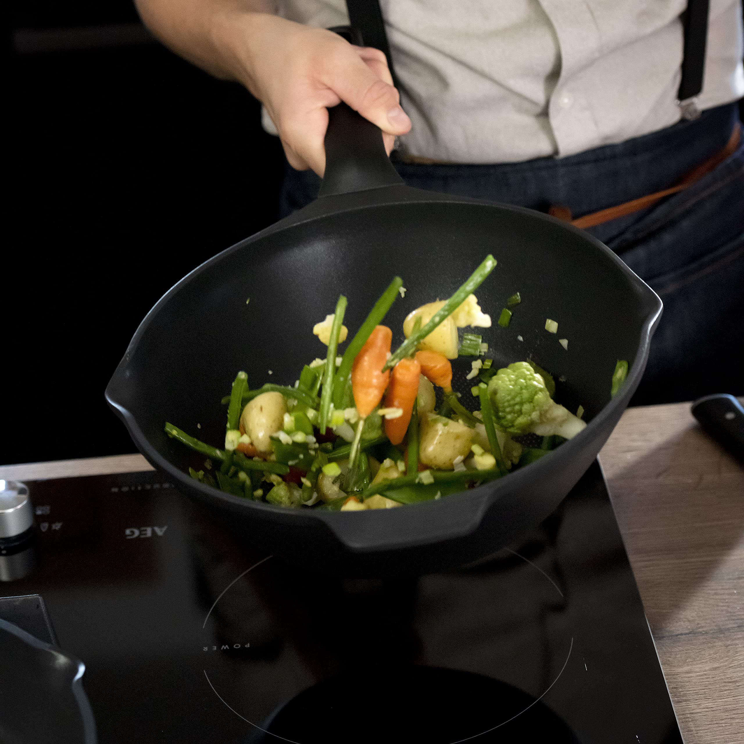 tefal-robusto-e24919-aluguss-wokpfanne-28-cm-mit-thermo-signal-titan-antihaftver image 5